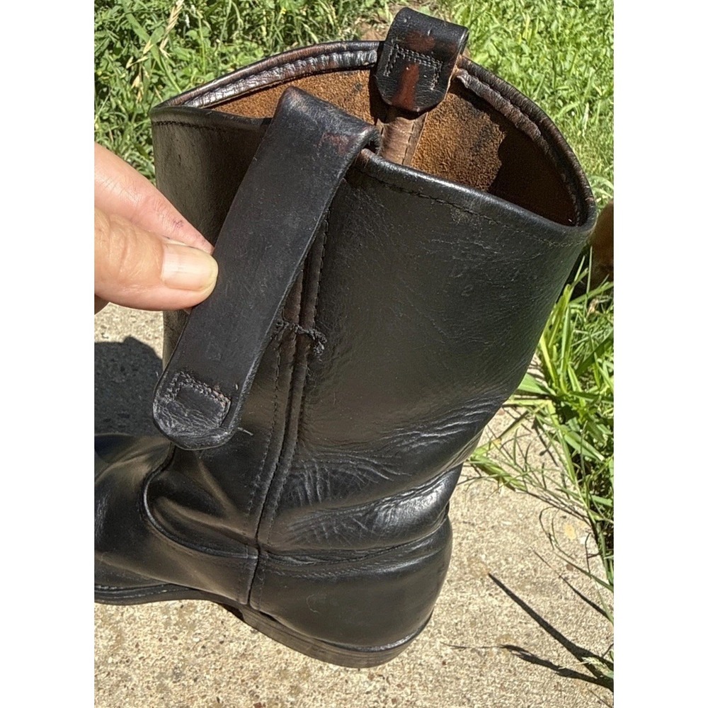 Vtg 70s RED WING Pecos Black Leather Western Work Boots Biker Men's 10.5D - Picture 5 of 10